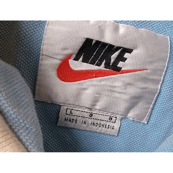 Vintage Nike 1/4 Zip Polo Shirt 90s Size Large Carolina Blue Accent Stripe Logo - Picture 3 of 9